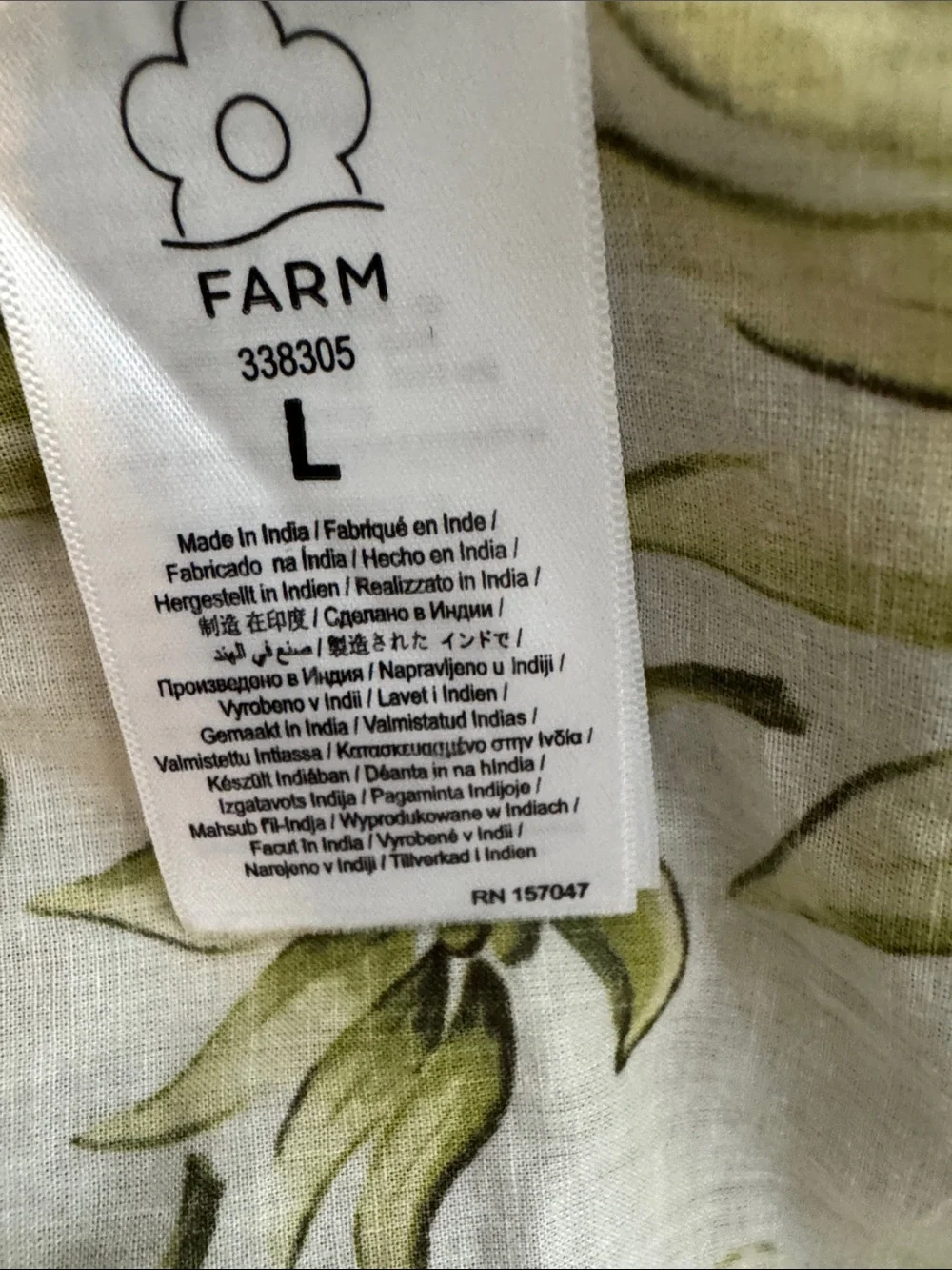 FARM RIO Milani Blouse Floral Puff-Sleeve Women's Top in Olive Green Size Large